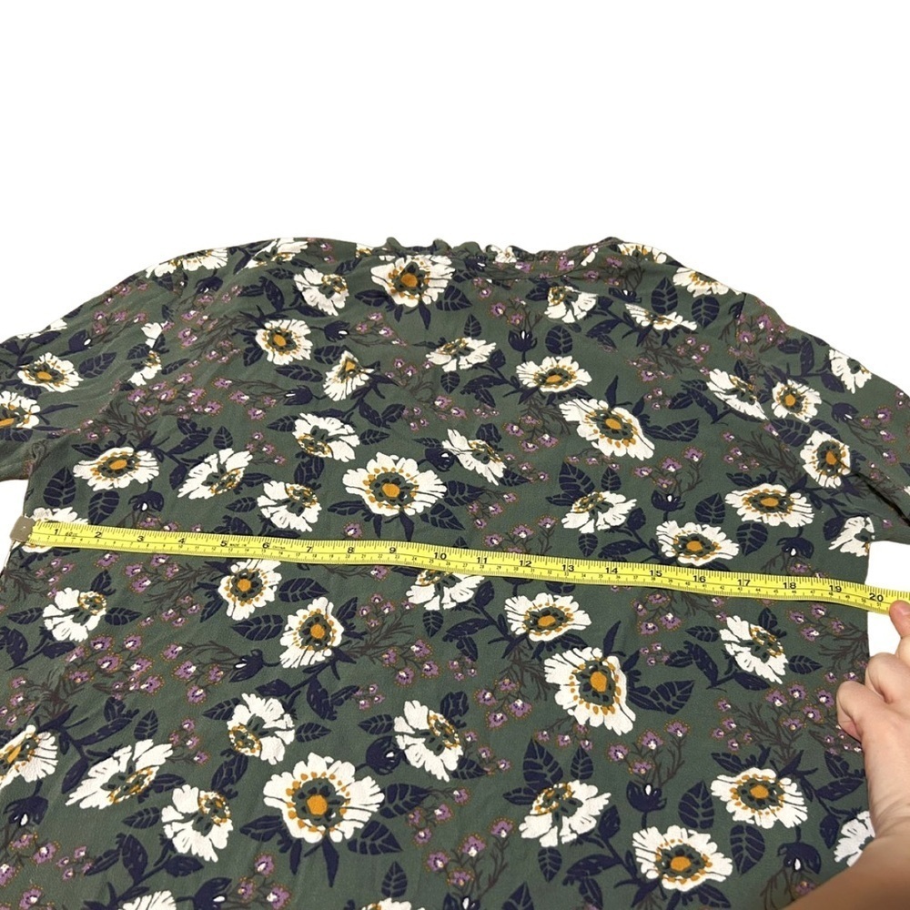 Free People Boho Floral Bell Sleeve XS Green Daisy Print Tunic Peasant Blouse - Picture 5 of 9